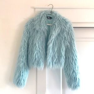Blue fur jacket
